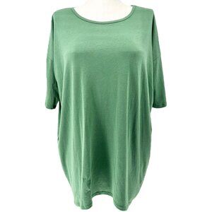LuLaRoe Irma Top Womens L Green Relaxed Fit SS High-Low Hem Tunic Style Soft